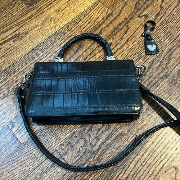 Vintage Marc Chantal M.C. Purse Black Croc Leather Handbag Silver Heart Preowned - Picture 10 of 12